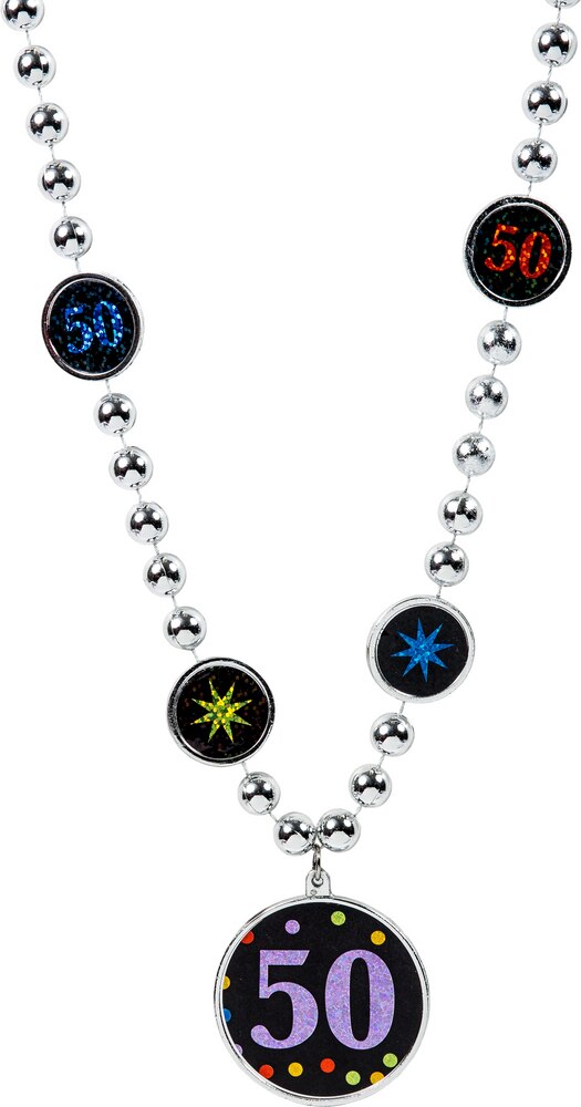 Milestone 50th Birthday Pendant Bead Necklace Party City