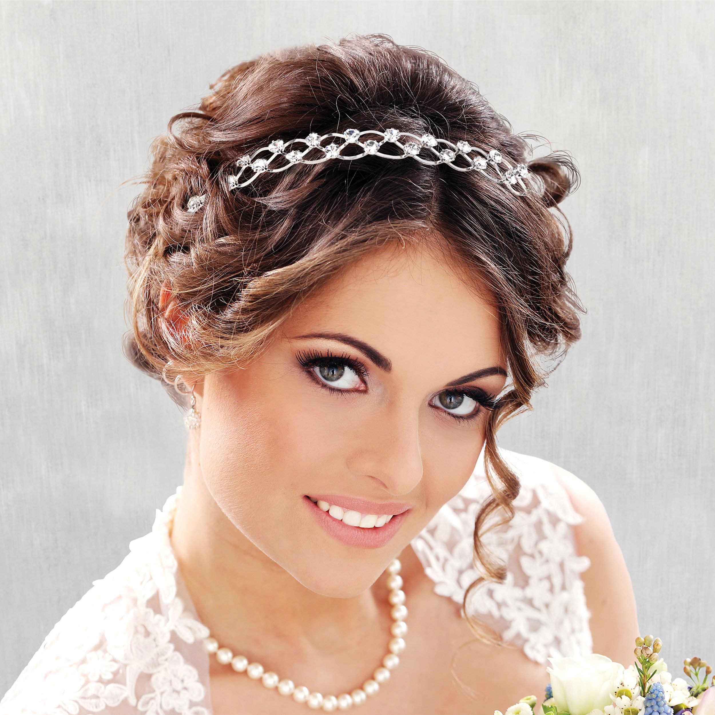 Diadème pour mariée, argent, taille unique, accessoire portable pour mariages Front_Angled_Right