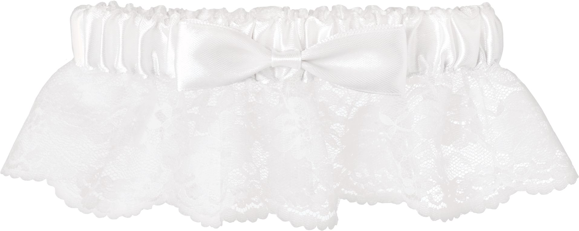 Bridal Flirty Lace Bow Garter, White, One Size, Wearable Accessory for Weddings/Bachelorette Party Front_Flat