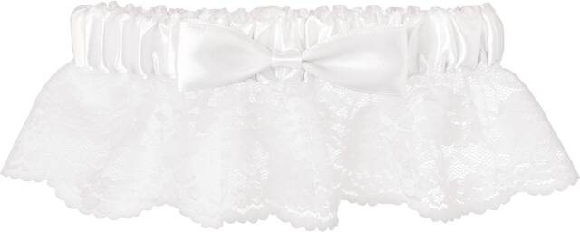 Bridal Flirty Lace Bow Garter, White, One Size, Wearable Accessory for Weddings/Bachelorette Party Front_Flat