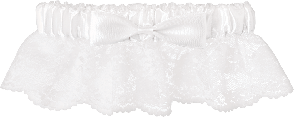 Bridal Flirty Lace Bow Garter, White, One Size, Wearable Accessory