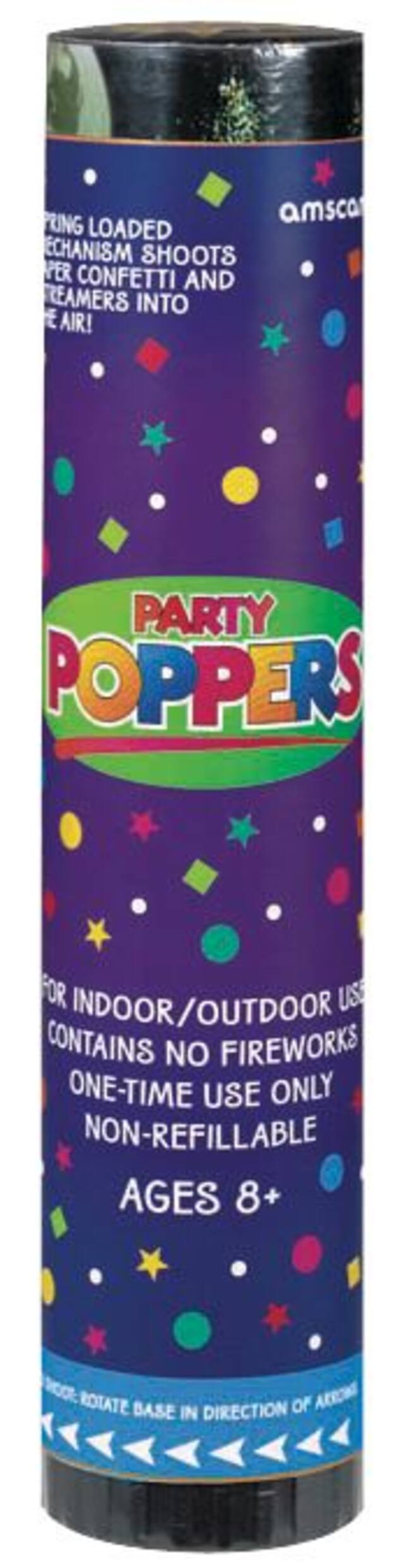 Confetti Cannon Popper, Multi-Coloured, for New Year's Eve/Birthday Party Front_Elevated