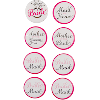 Bridal Classy Bride Party Buttons, 8-pk Front_Flat