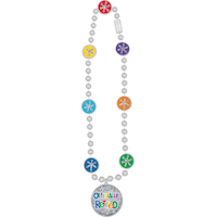 Happy Retirement "Officially Retired" Beaded Necklace with Pendant, Multi-Coloured, 30-in, Wearable Accessory for Retirement Overhead_Flat
