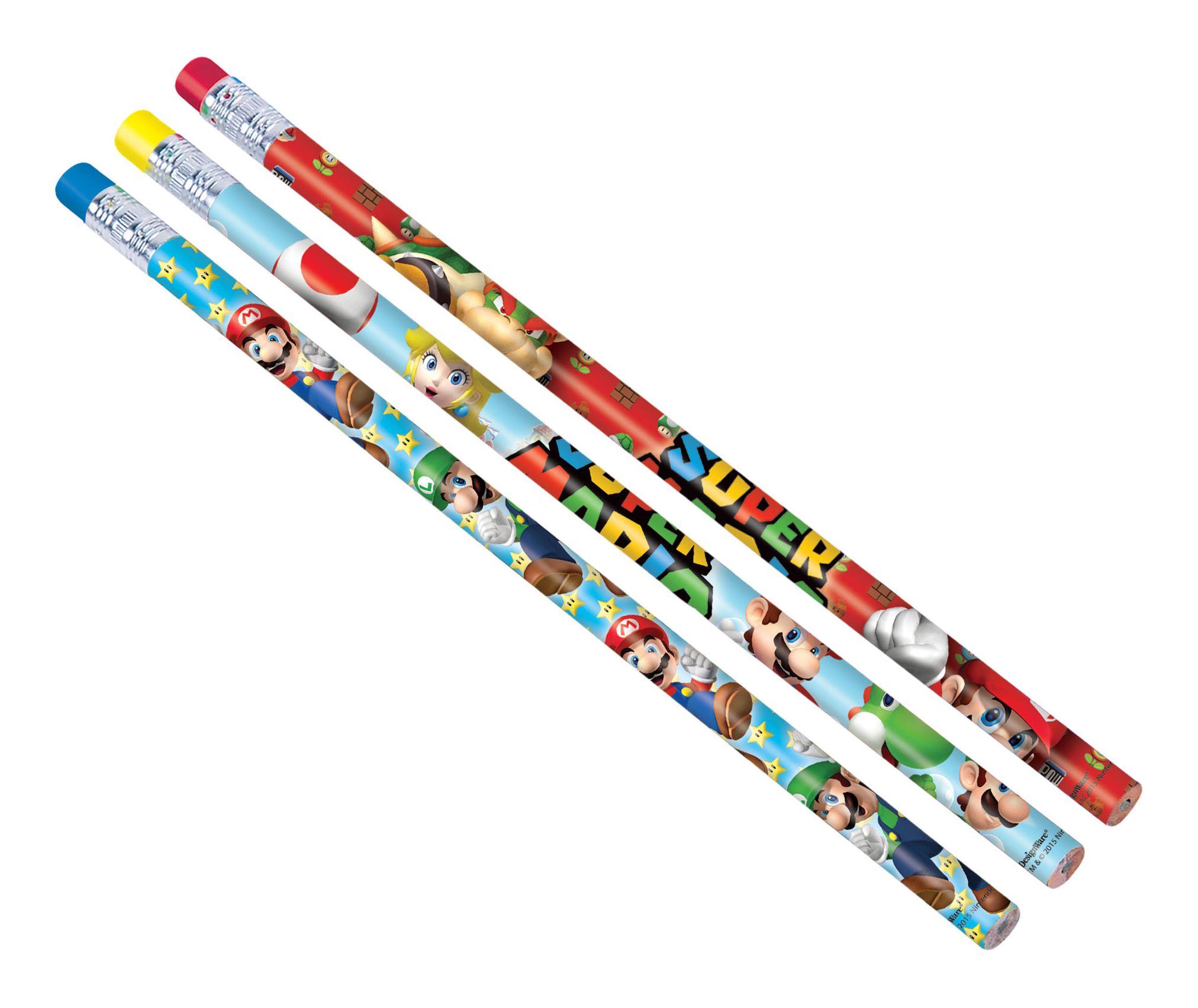 Super Mario Pencils for Birthday Party Favours, 12-pk Overhead_Plunge
