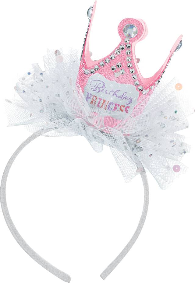 Pink Birthday Princess Crown Headband Front_Flat