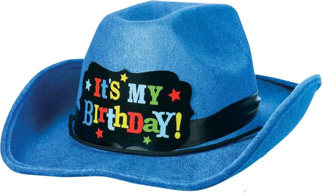 Blue Birthday Cowboy Hat Front_Angled_Left