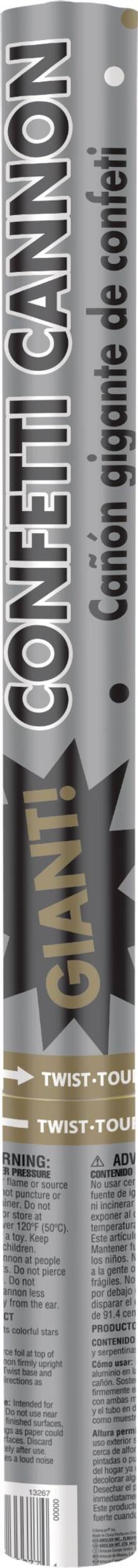 Canon à confettis géant, noir/doré/argenté Front_Flat