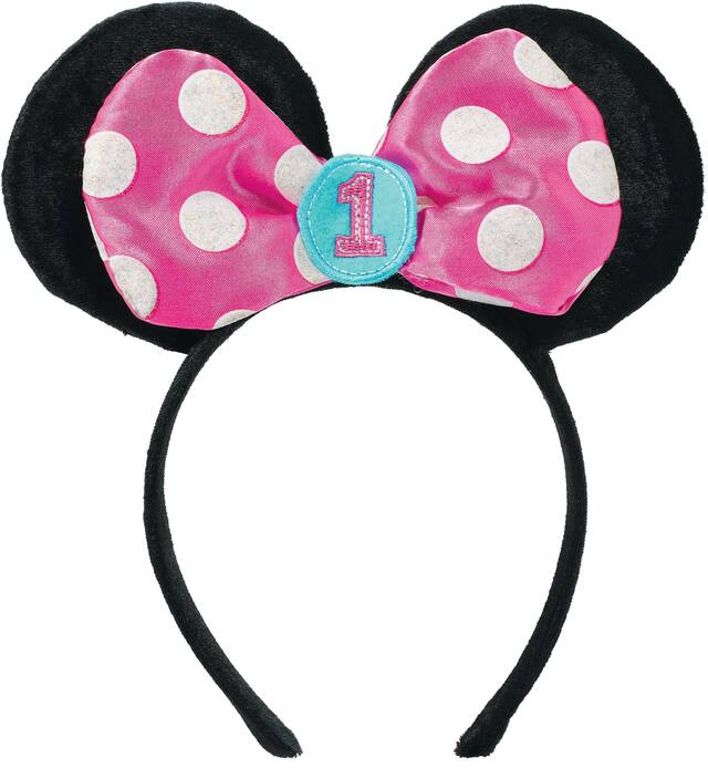 1st Birthday Minnie Mouse Ears Headband Front_Flat