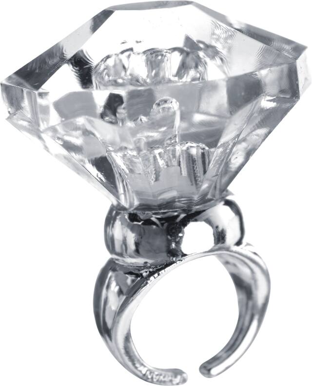 Giant Flashing Light-Up Engagement Ring Jewelry, Silver, One Size, Wearable Accessory for Engagement/Bachelorette Party Front_Angled_Right