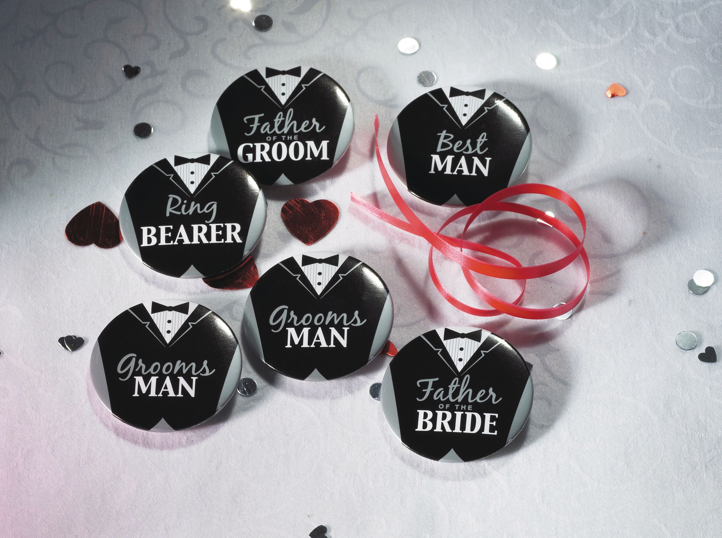 Groom Bridal Party Buttons, 8-pk