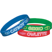 PJ Masks "Catboy Gekko Owlette" Rubber Bracelet Wristbands, Red/Green/Blue, One Size, 6-pk, Wearable Accessories for Birthdays Composite_or_Mixed