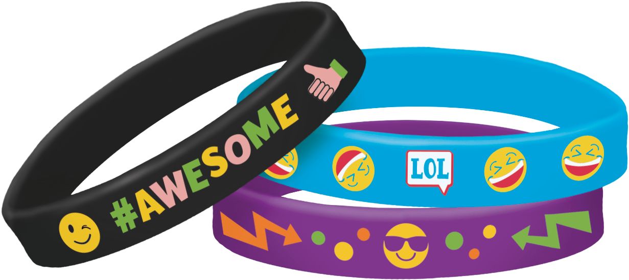 Smiley Wristbands for Birthday Party Favours, 6-pk Composite_or_Mixed