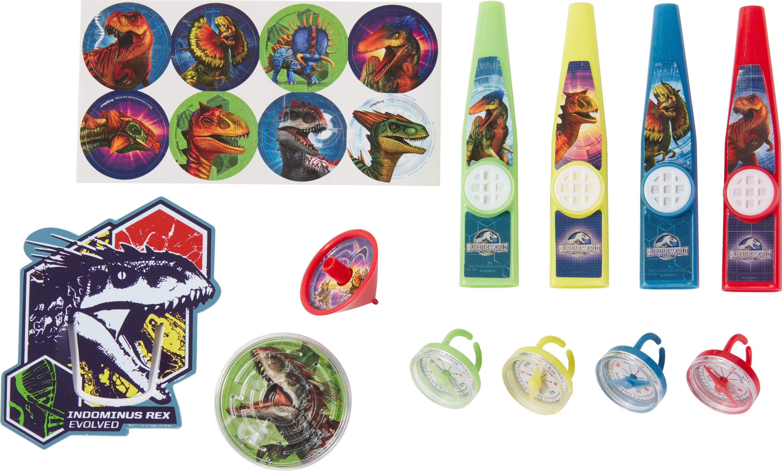 Jurassic World Dinosaur Mega Mix Party Favour Pack, Green/Blue, 48-pk, for Birthday/Party Favour Composite_or_Mixed