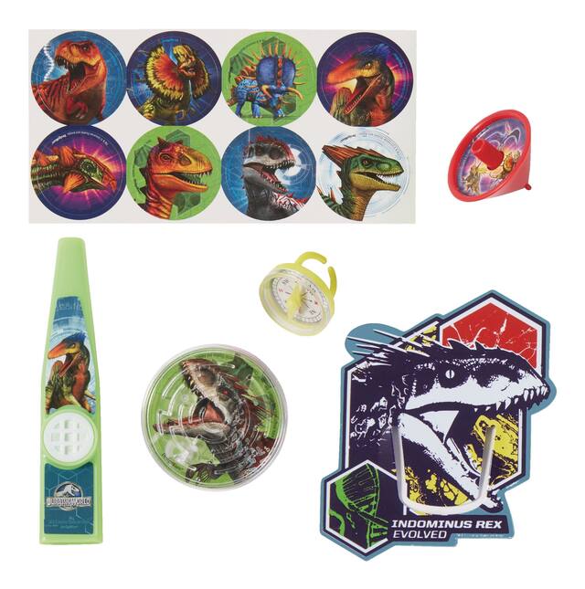 Jurassic World Dinosaur Mega Mix Party Favour Pack, Green/Blue, 48-pk, for Birthday/Party Favour Composite_or_Mixed