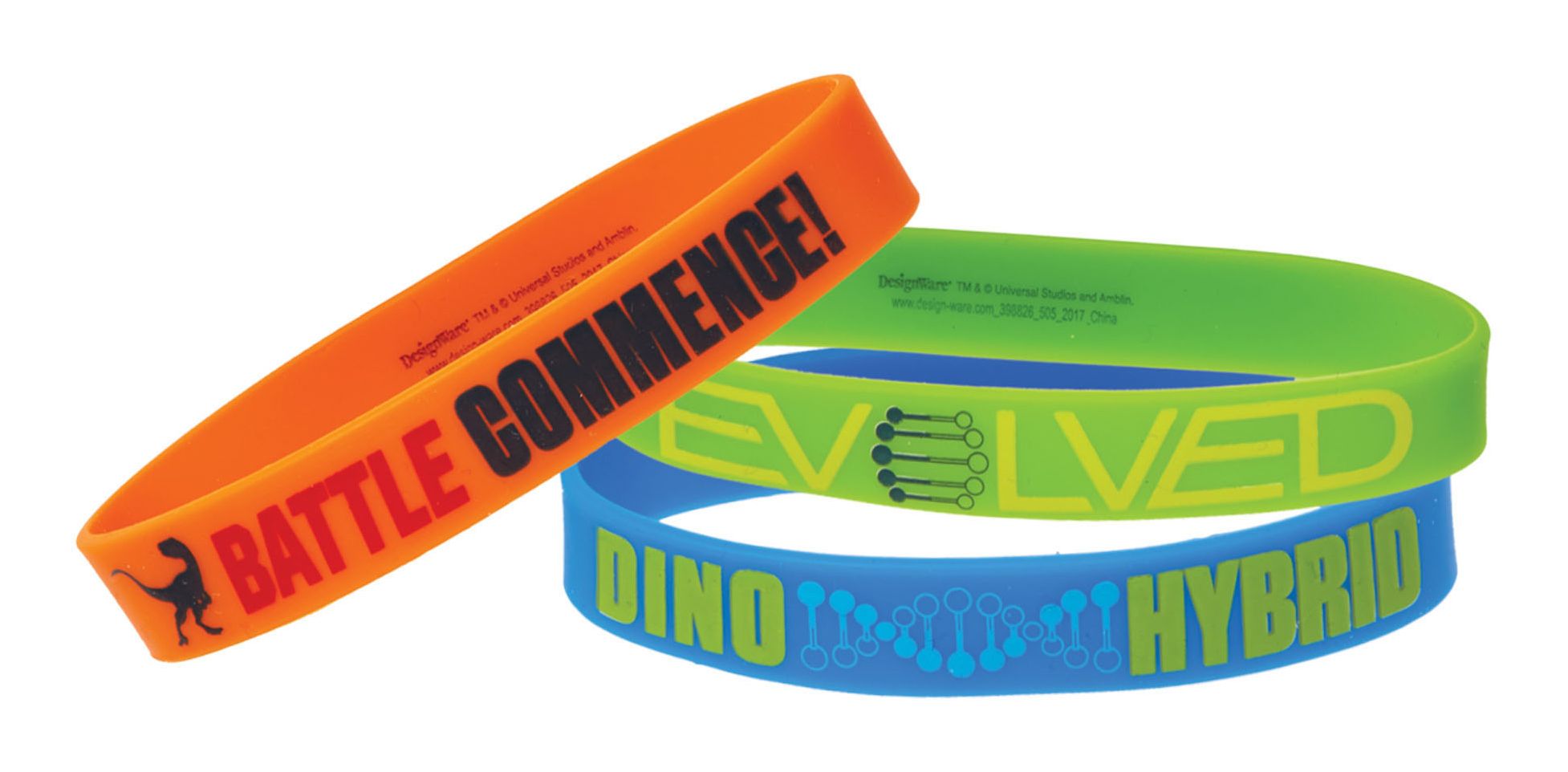 Bracelets avec mention Battle Commence! du Monde jurassique, bleu/orange/vert, taille unique, paq. 6, cadeaux-surprises à porter pour les anniversaires Composite_or_Mixed