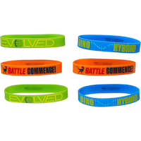 Jurassic World "Battle Commence!" Rubber Bracelet Wristbands, Blue/Orange/Green, One Size, 6-pk, Wearable Favours  for Birthdays Front_Elevated