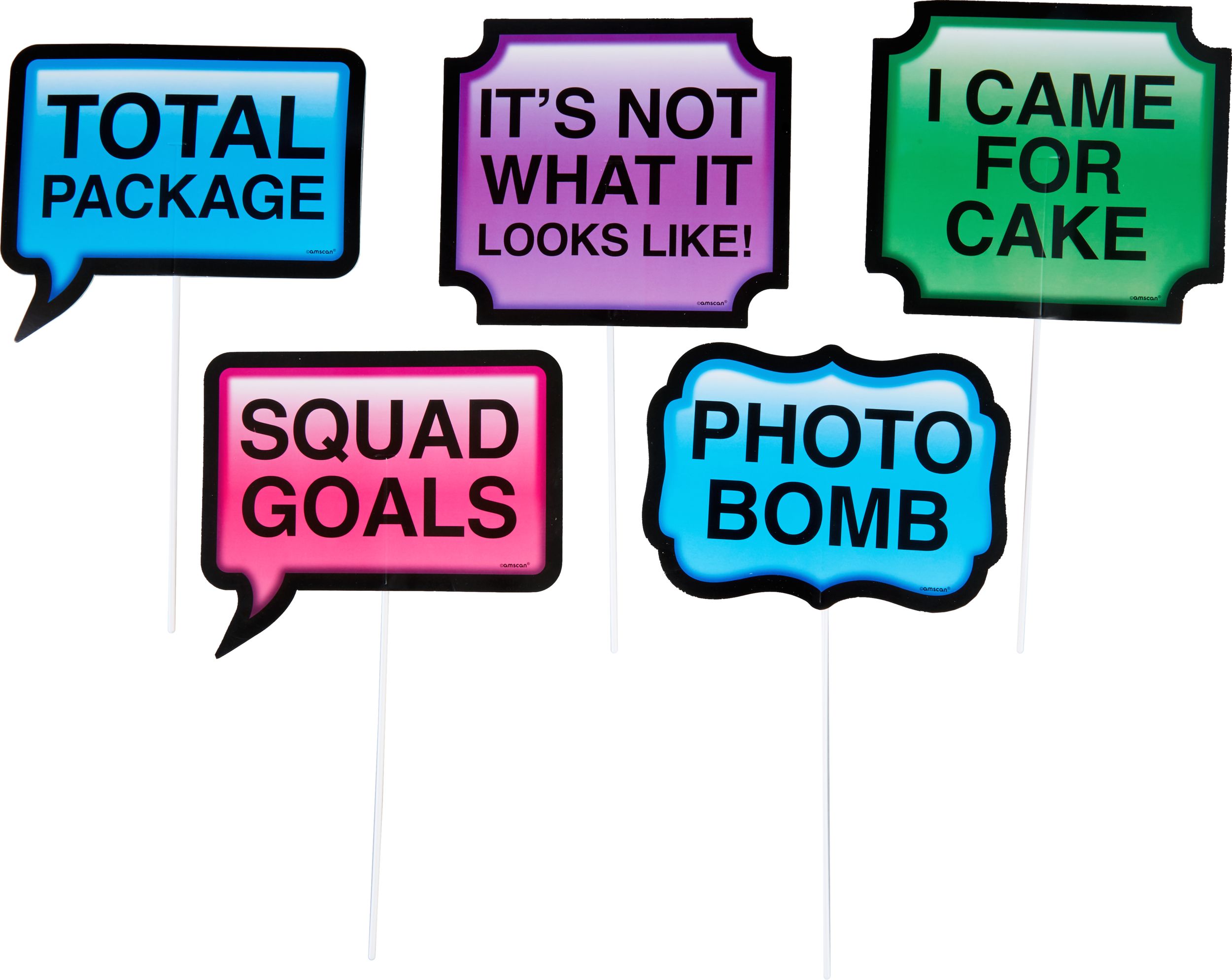 Trendy Phrases Photo Booth Props, 13-pc Front_Flat