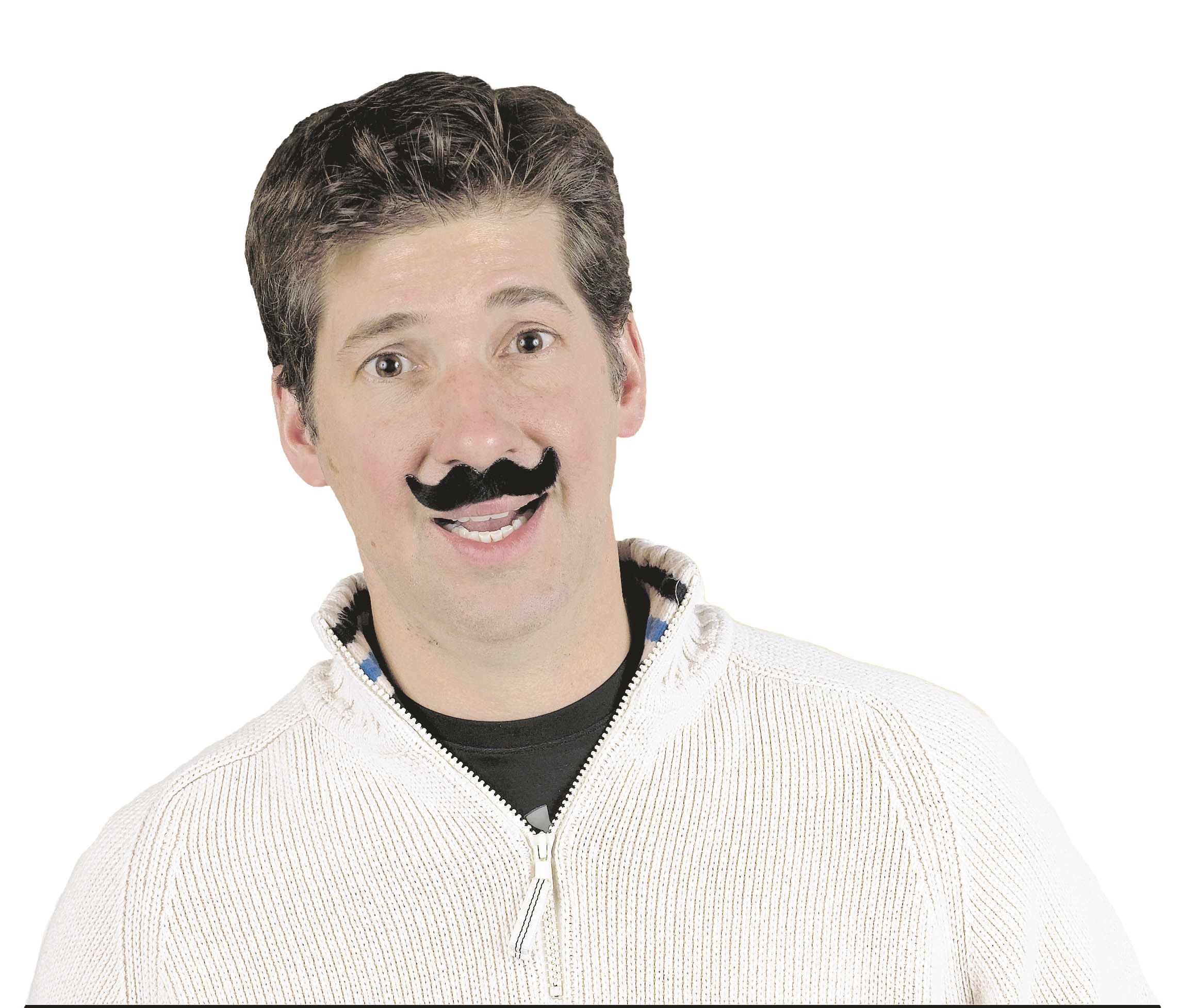 Self-Adhesive Handlebar Moustaches, Black, One Size, 6-pk, Wearable Costume Accessories for Halloween Front_Flat