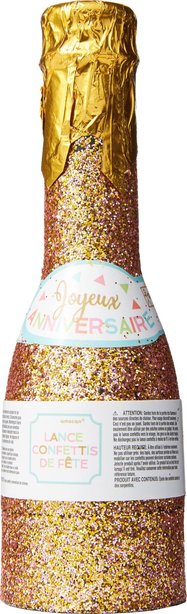 Glitter Happy Birthday Bottle Confetti Popper Front_Flat