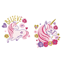 Bijoux de corps autocollants de licorne scintillante, rose, taille unique, paq. 2, cadeaux-surprises à porter pour anniversaire Overhead_Flat