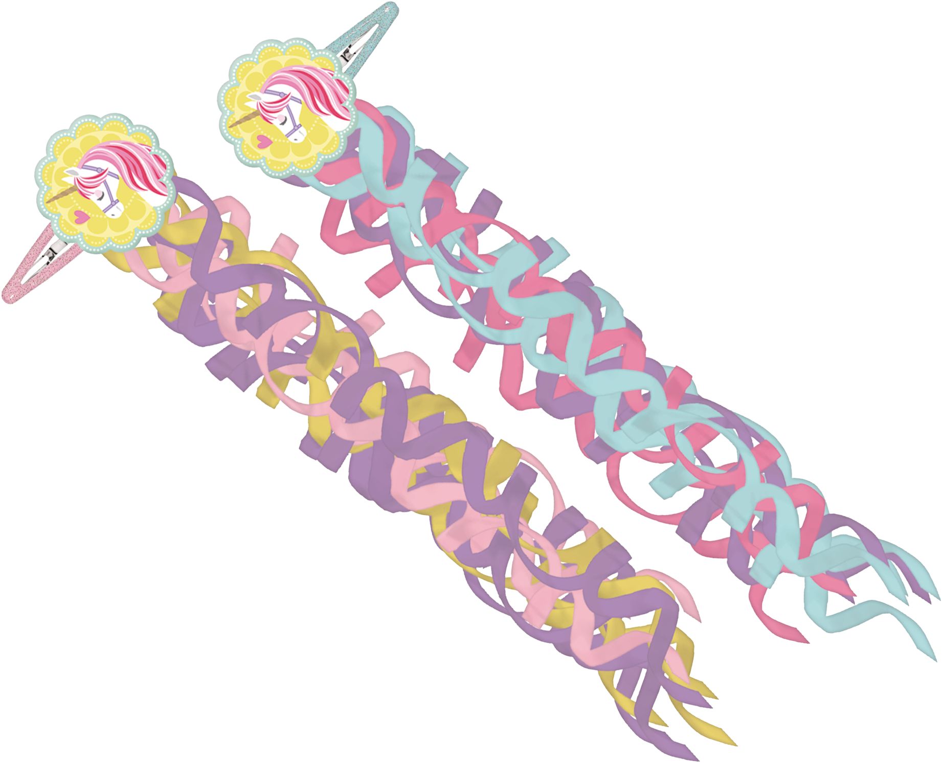 Magical Unicorn Hair Clips for Birthday Party Favours, 4-pk Overhead_Flat
