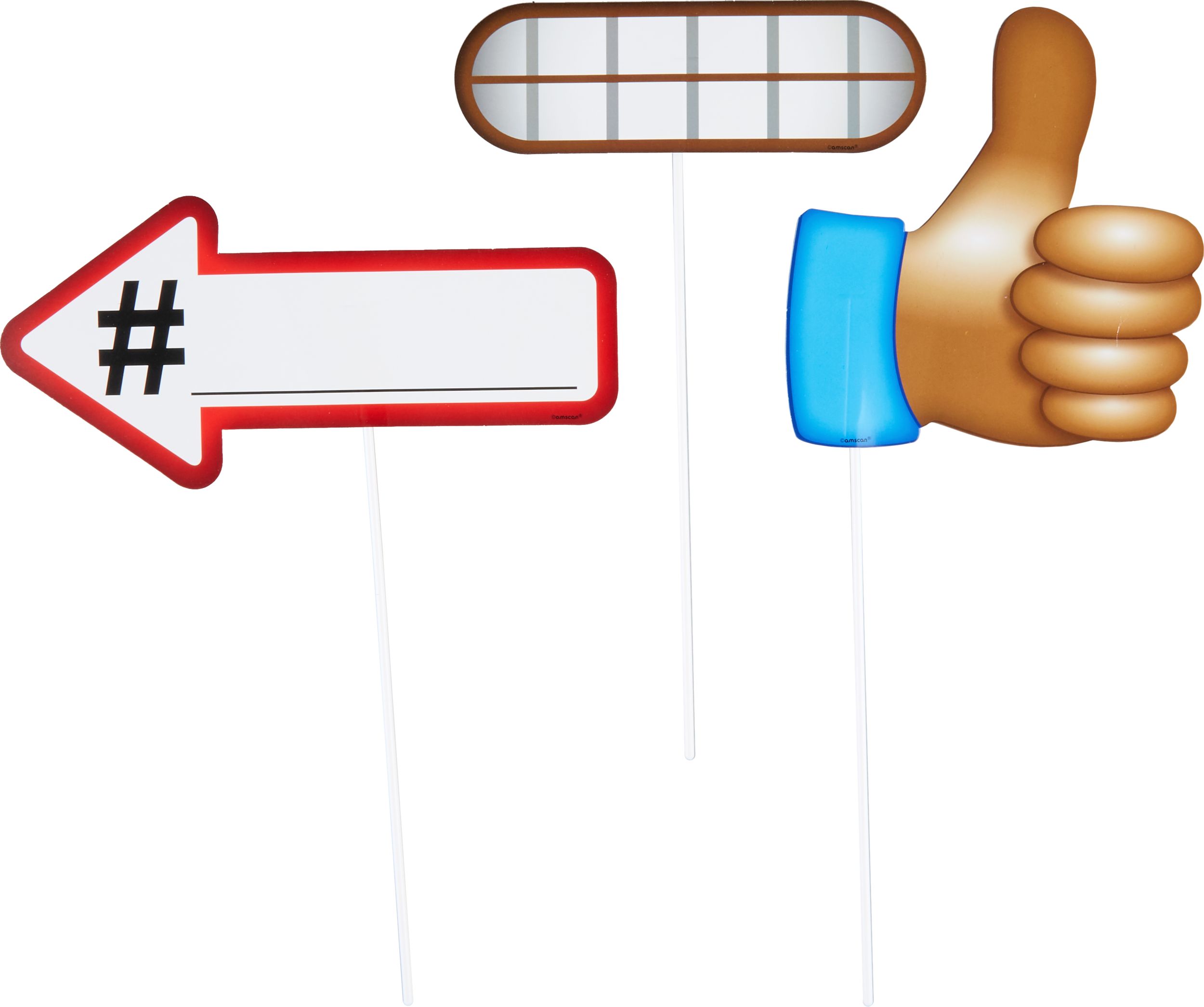 Emoji Photo Booth Sign Props, Yellow, 5.5-in, 13-pk, for Birthday Party Front_Flat