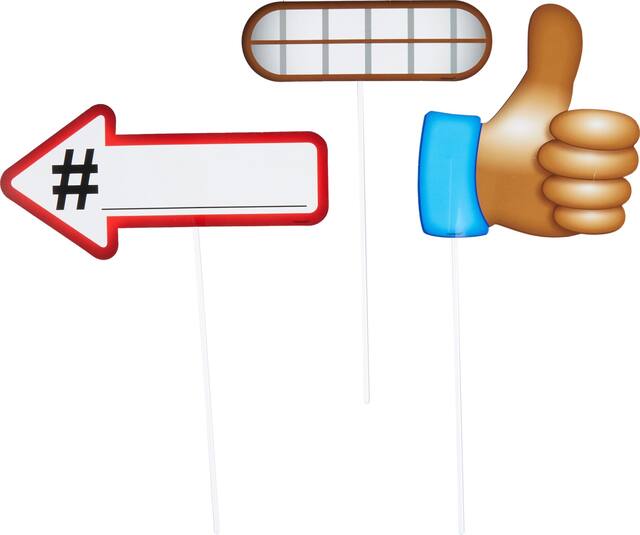 Emoji Photo Booth Sign Props, Yellow, 5.5-in, 13-pk, for Birthday Party Front_Flat