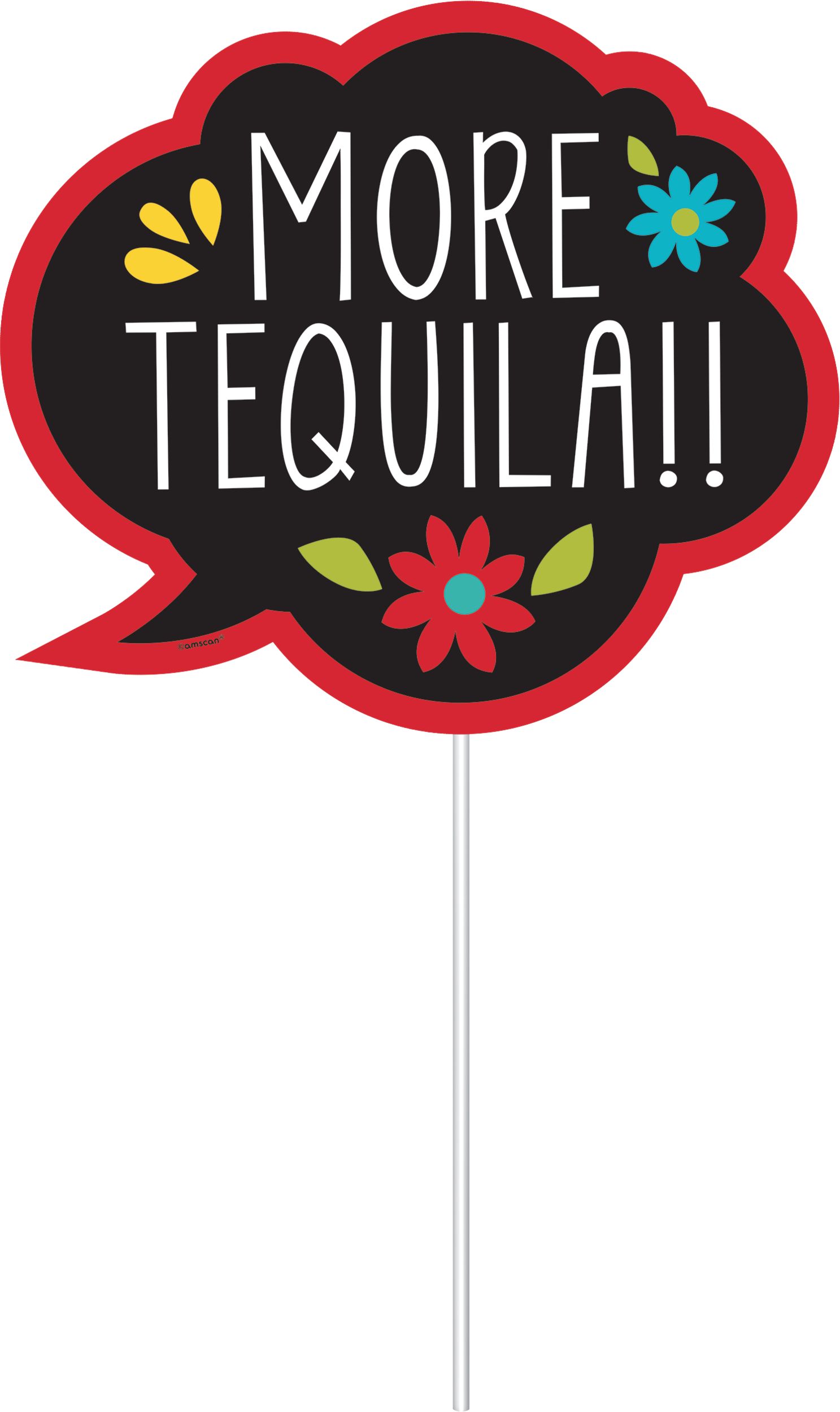 Fiesta "Let's Get Loco" Photo Booth Sign Props, Yellow/Red/Black, 22.5-in, 12-pk, for Cinco de Mayo/Fiesta/Summer Party Front_Flat