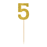 Piquets numéro 5 brillants dorés, paq. 4 Front_Flat