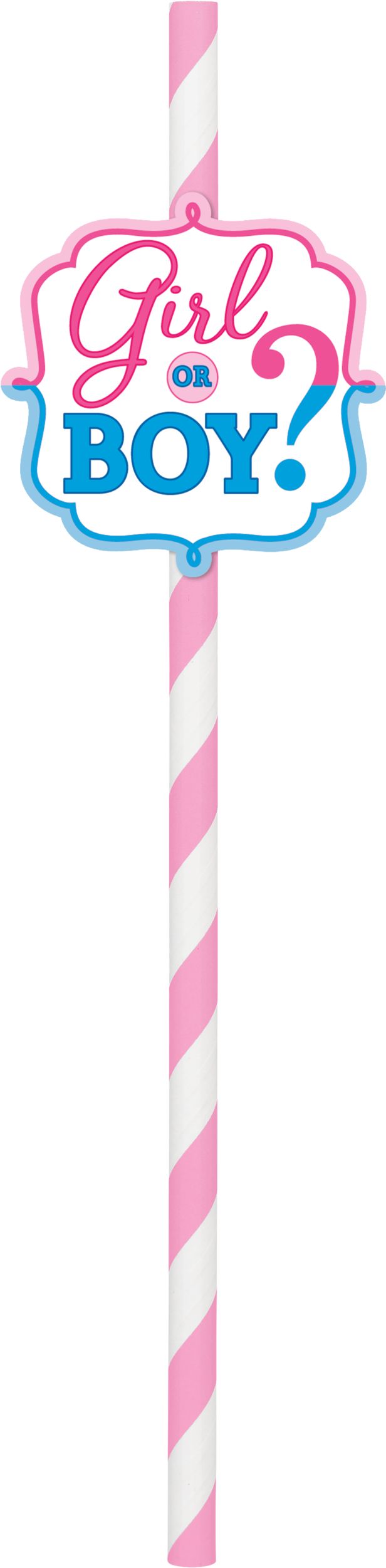 Girl or Boy Gender Reveal Paper Straws, 12-pk Front_Flat