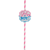 Girl or Boy Gender Reveal Paper Straws, 12-pk Front_Flat