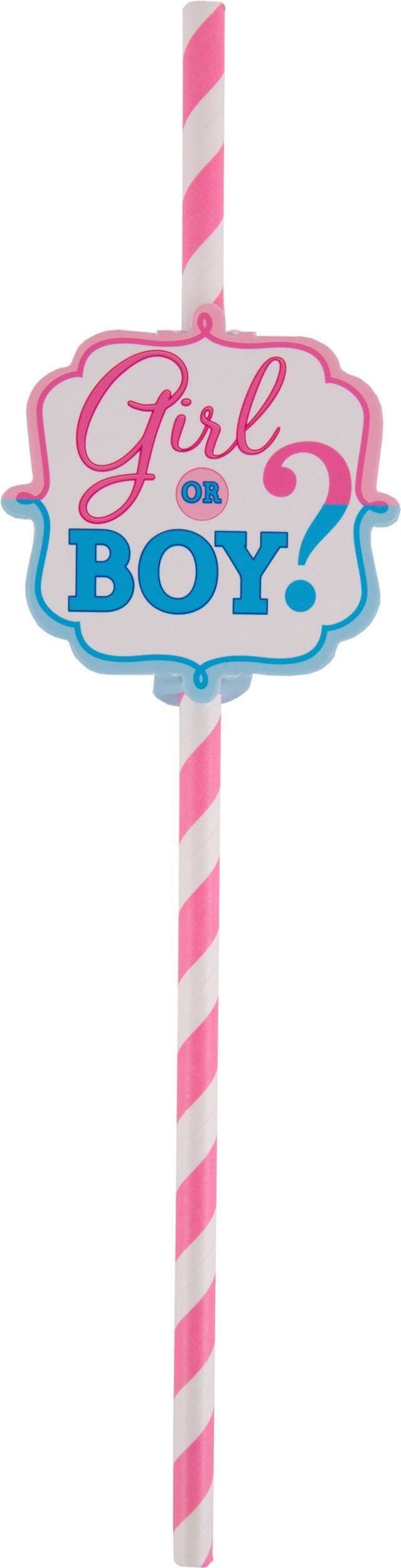 Girl or Boy Gender Reveal Paper Straws, 12-pk Front_Flat