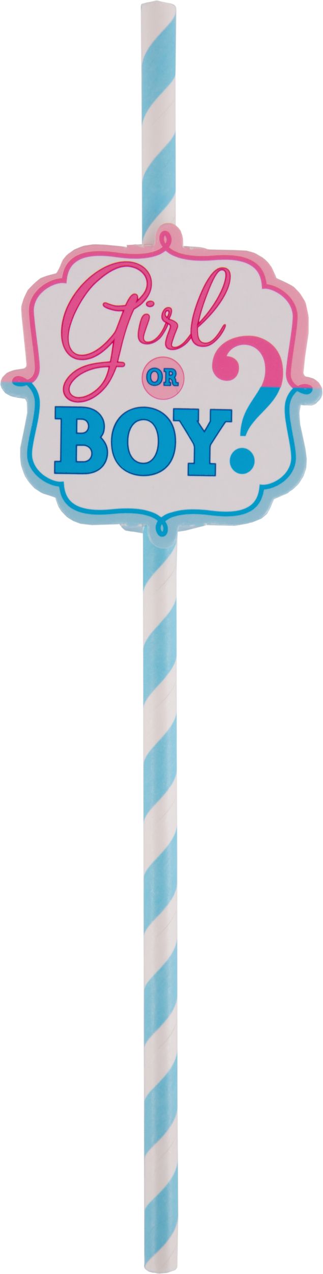 Girl or Boy Gender Reveal Paper Straws, 12-pk Front_Flat