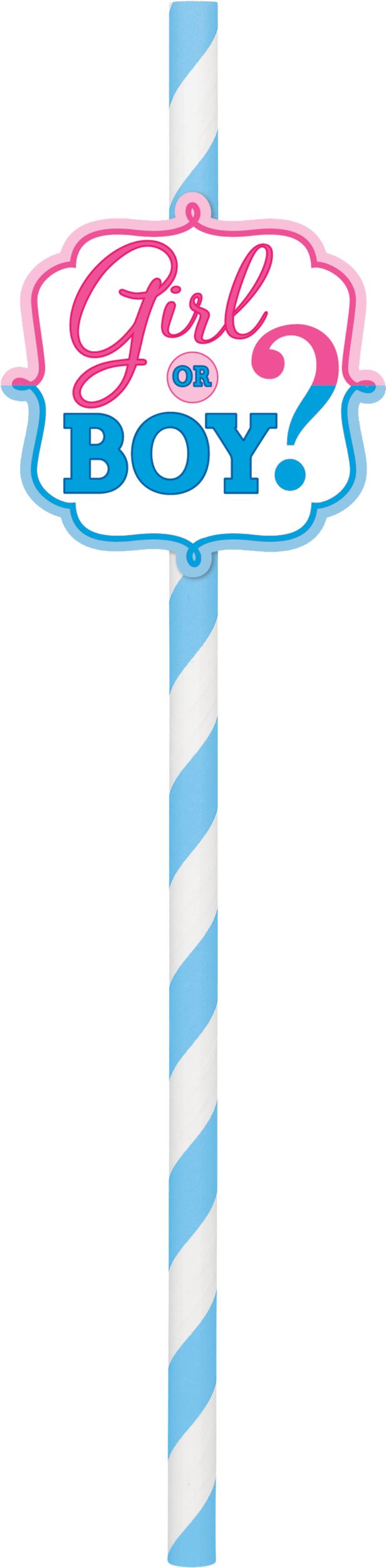 Girl or Boy Gender Reveal Paper Straws, 12-pk Front_Flat