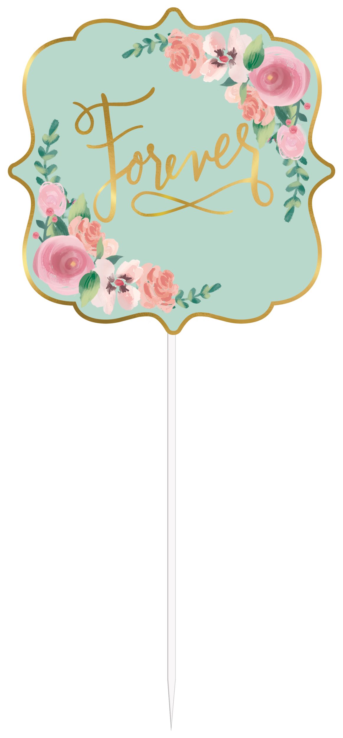 Mint to Be "Bride to Be" Buffet Table Decorating Kit with Food Cards, Picks, Decorations & Banner, Mint/Gold, 9-in, 23-pk, for Wedding/Bridal Shower Front_Flat