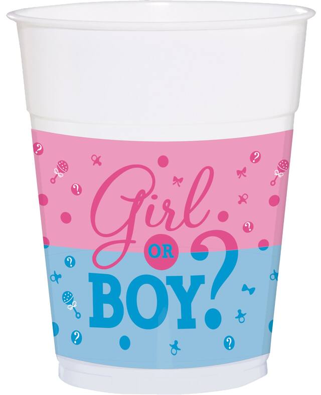 Girl or Boy Gender Reveal Plastic Cups, 25-pk Front_Elevated