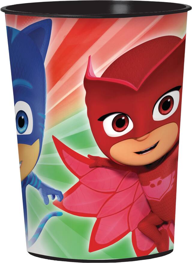 PJ Masks Catboy/Owlette/Gekko Plastic Reusable Favour Cup, Red/Blue/Green, 16-oz, for Birthday Party Front_Elevated