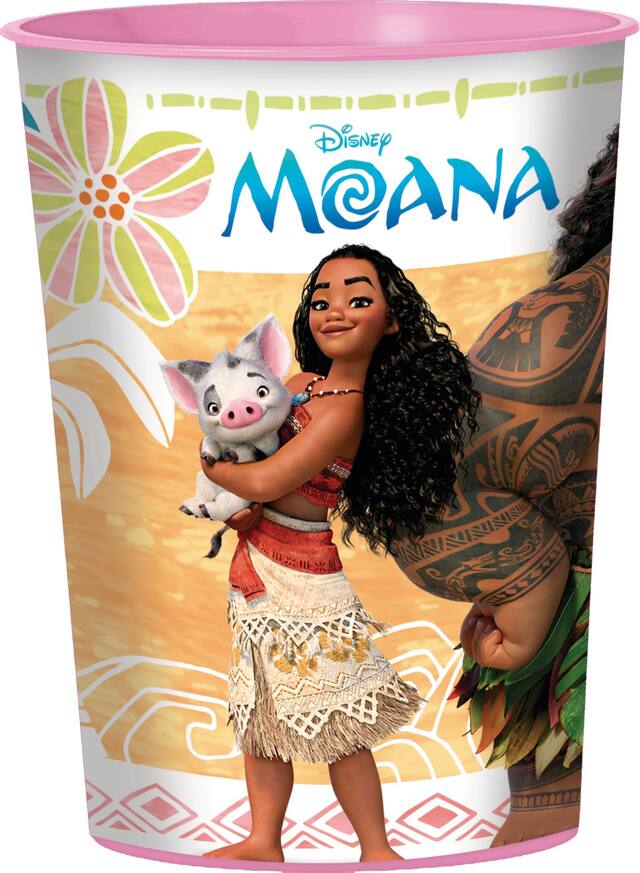 Disney Moana Plastic Reusable Favour Cup, Blue, 16-oz, for Birthday Party Front_Flat