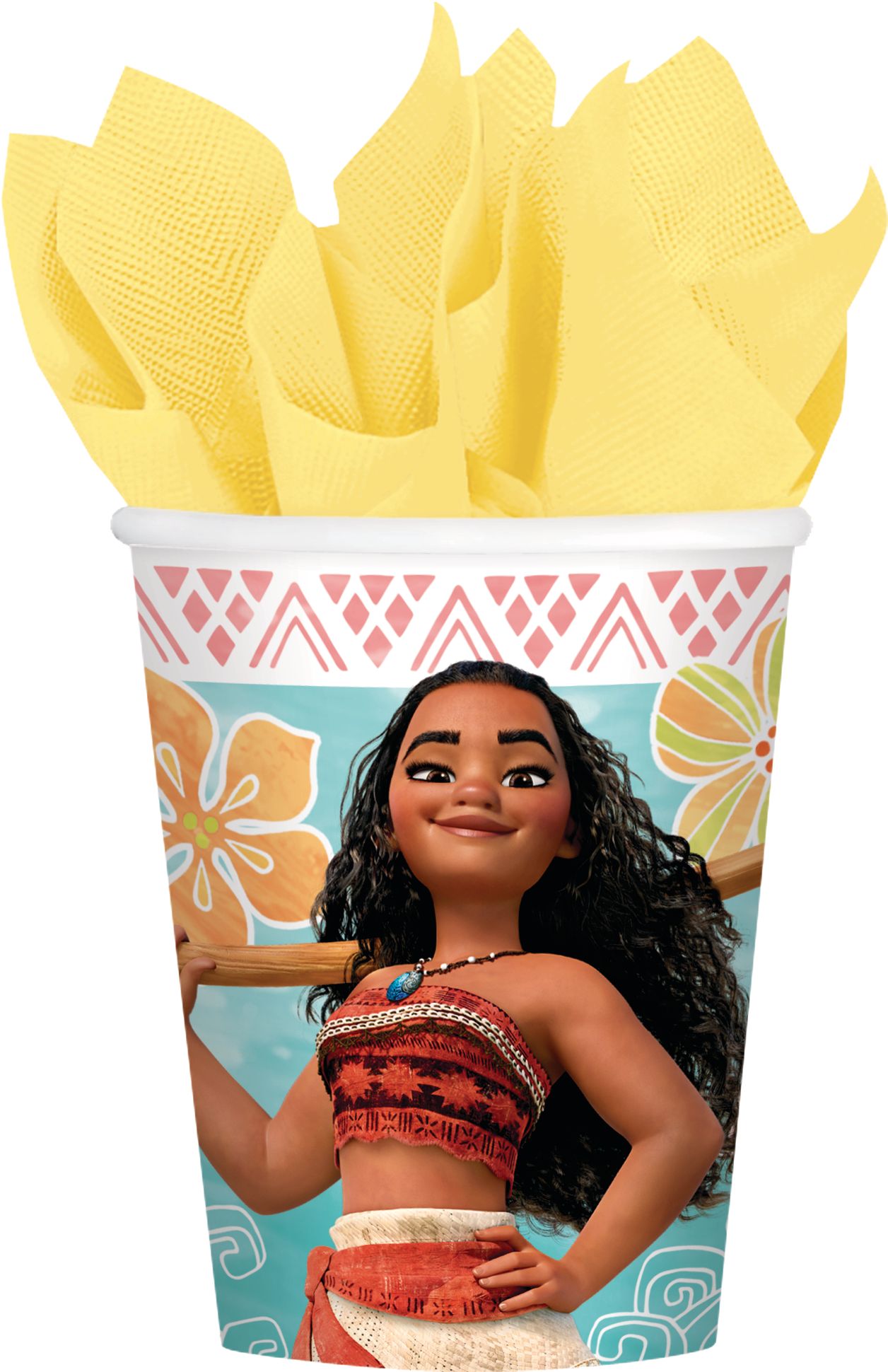 Disney Moana Plastic Reusable Favour Cup, Blue, 16-oz, for Birthday Party Front_Flat