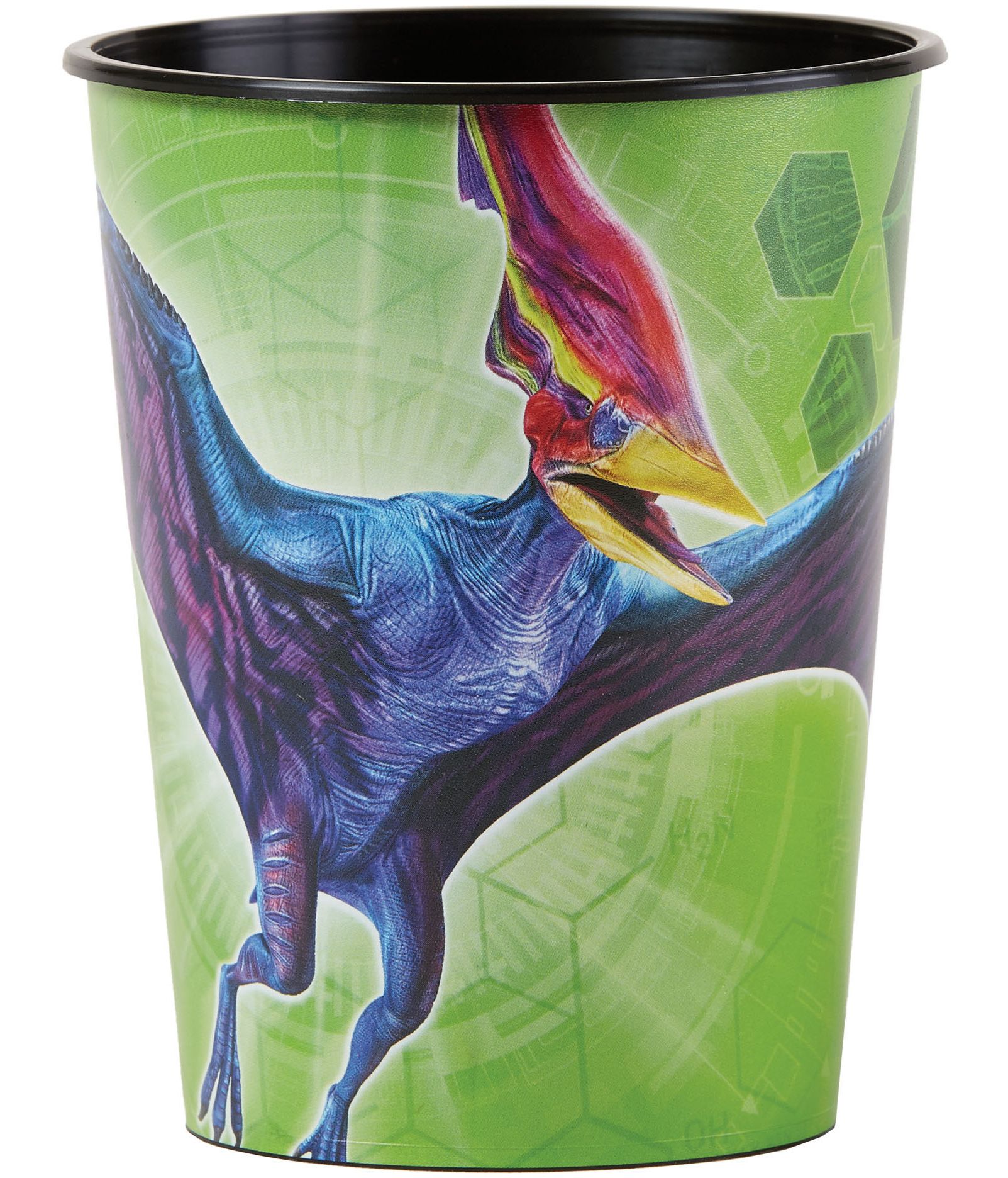 Jurassic World Plastic Reusable Favour Cup, Green, 16-oz, for Birthday Party Front_Elevated