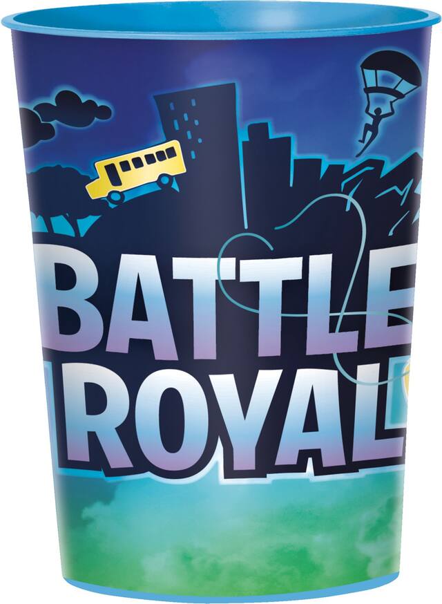 Battle Royal Plastic Reusable Favour Cup, Blue, 16-oz, for Birthday Party Front_Elevated