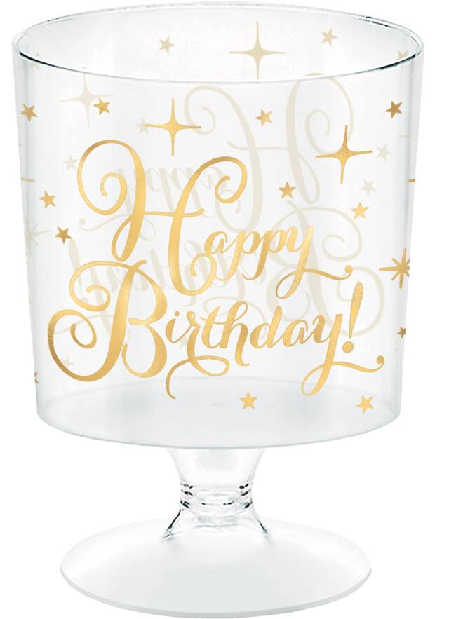Mini Metallic Gold Birthday Plastic Pedestal Cups, 30-pk Front_Elevated