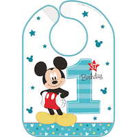 1st Birthday Mickey Mouse Bib Front_Flat