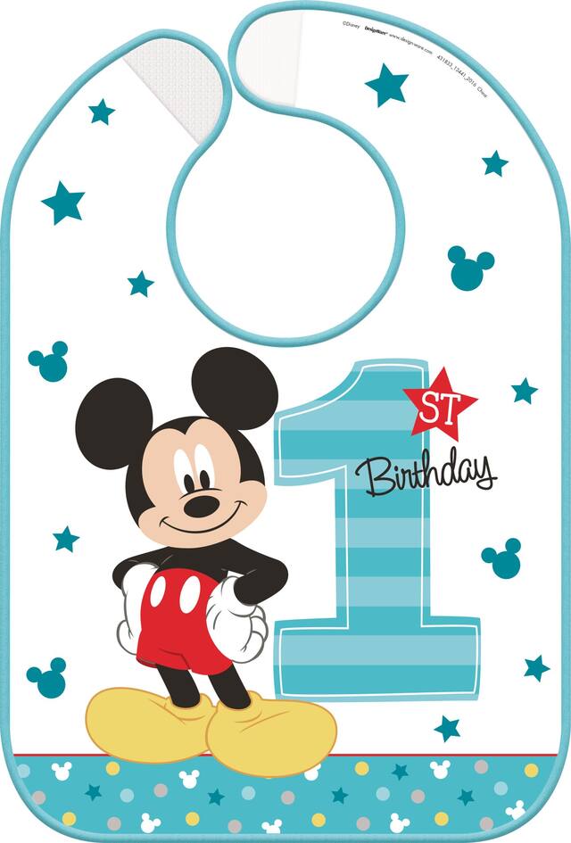 Bavette 1er&nbsp;anniversaire Mickey&nbsp;Mouse Front_Flat