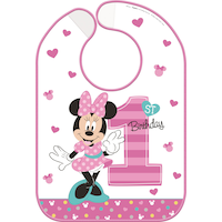 1st Birthday Minnie Mouse Bib Front_Flat