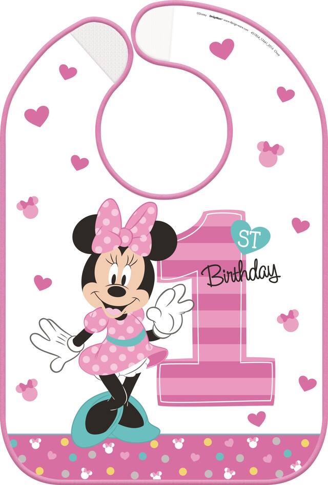 Bavette 1er&nbsp;anniversaire Minnie Mouse Front_Flat