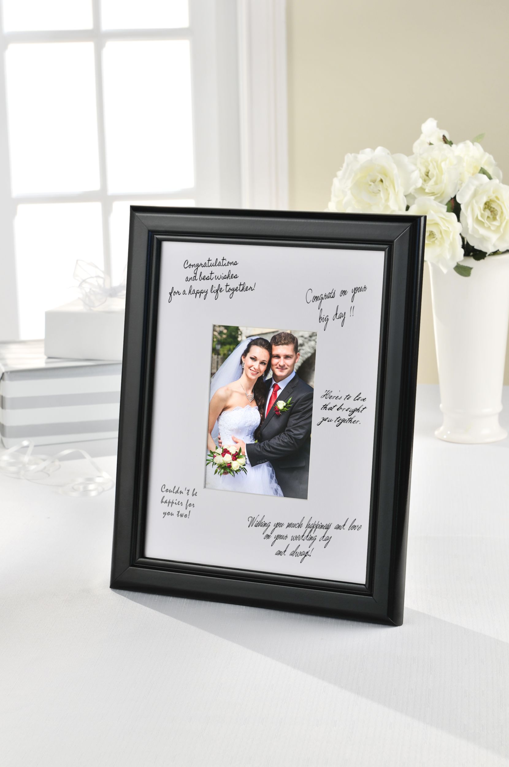 Autograph Picture Frame Decoration, Black, 12-in, for Wedding/Engagement Party Front_Angled_Left