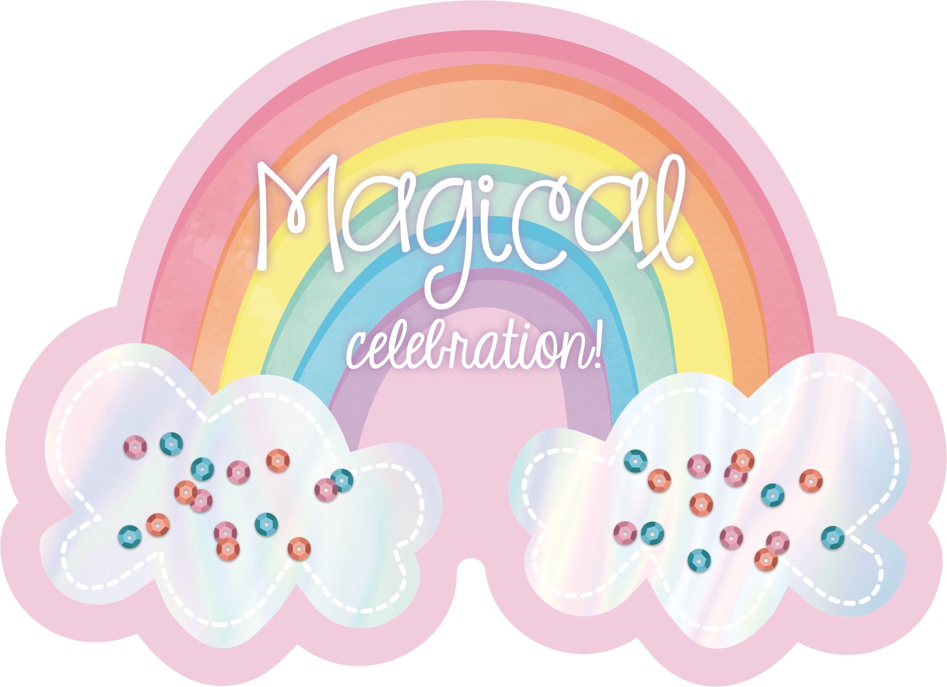 Magical Rainbow Birthday Party Invitations, 8-pk Front_Flat