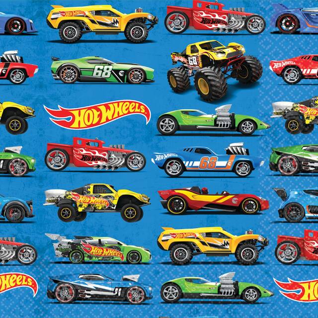 Serviettes à boissons Hot Wheels pour fêtes d'anniversaire, paq. 16 Overhead_Flat